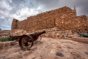 A cannon just outside the castle entrance, Karak Castle, Jordan
