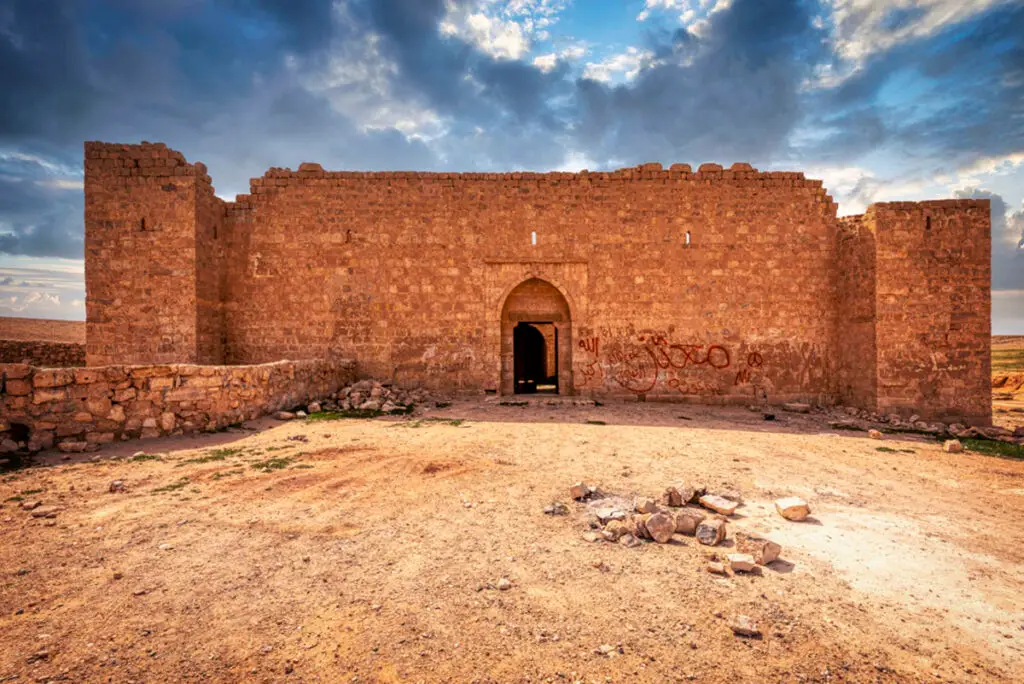 The Ottoman fort of Qal’at Dab’a with its gate and corner towers