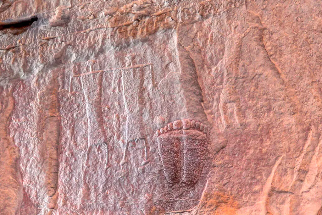 Rock carvings in Khazali Canyon, Wadi Rum, Jordan