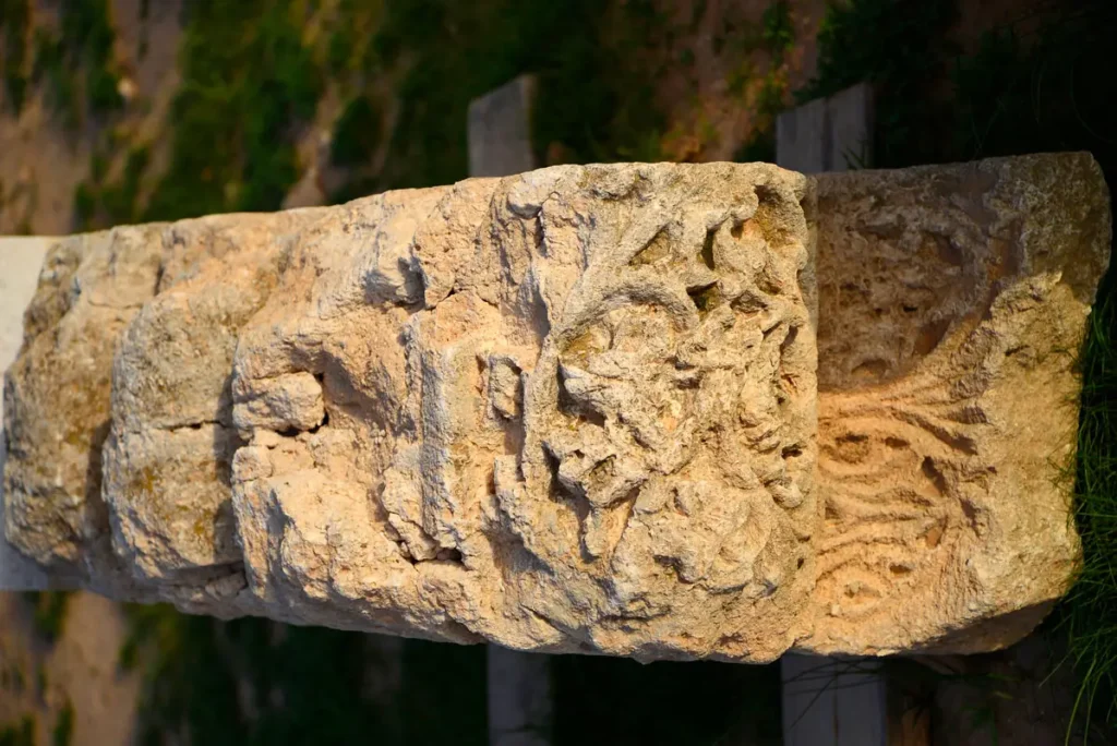 A carved block with vine scrolls, Qasr Al-Mushatta, Jordan