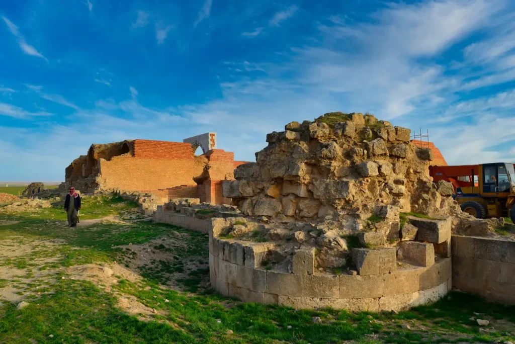 The stone base of a round tower, Qasr Al-Mushatta, Jordan