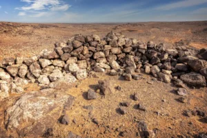 House walls in the upper town, Jawa, Jordan