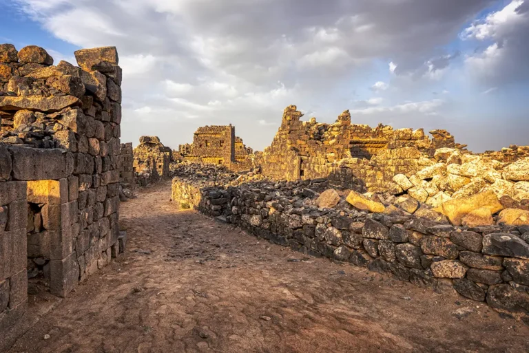A lane between basalt walls, Umm El-Jimal, Jordan