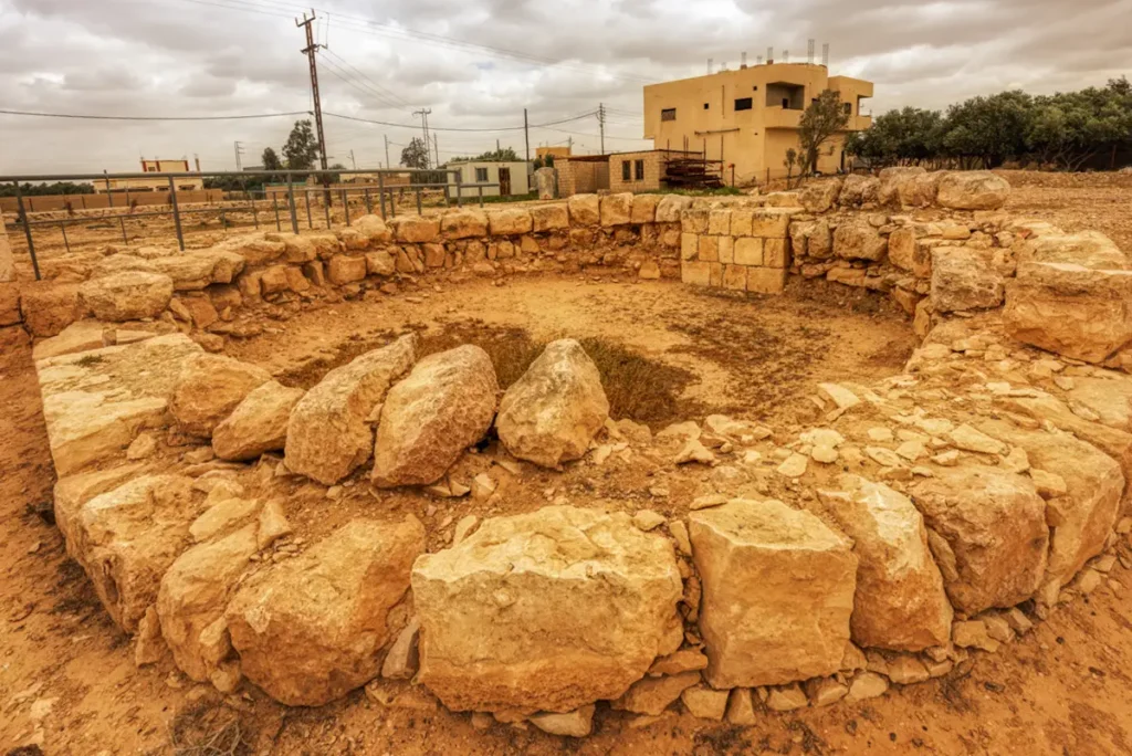 The round stone base of the water-lifting wheel, Hammam As-Sarah, Jordan