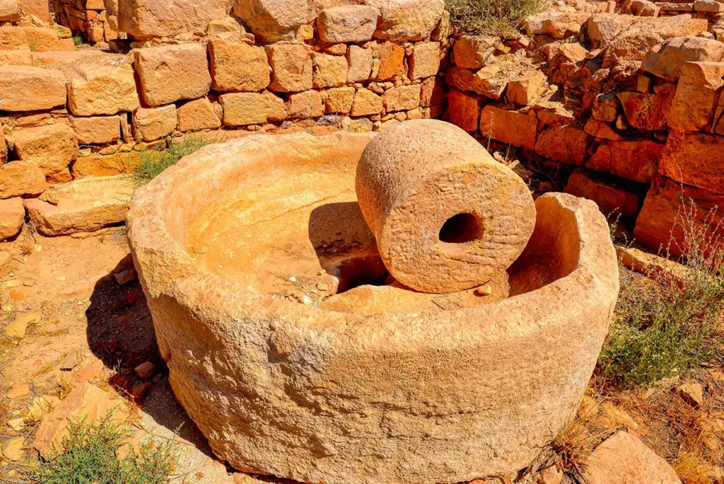 A press stone, Khirbet edh-Dharih, Jordan