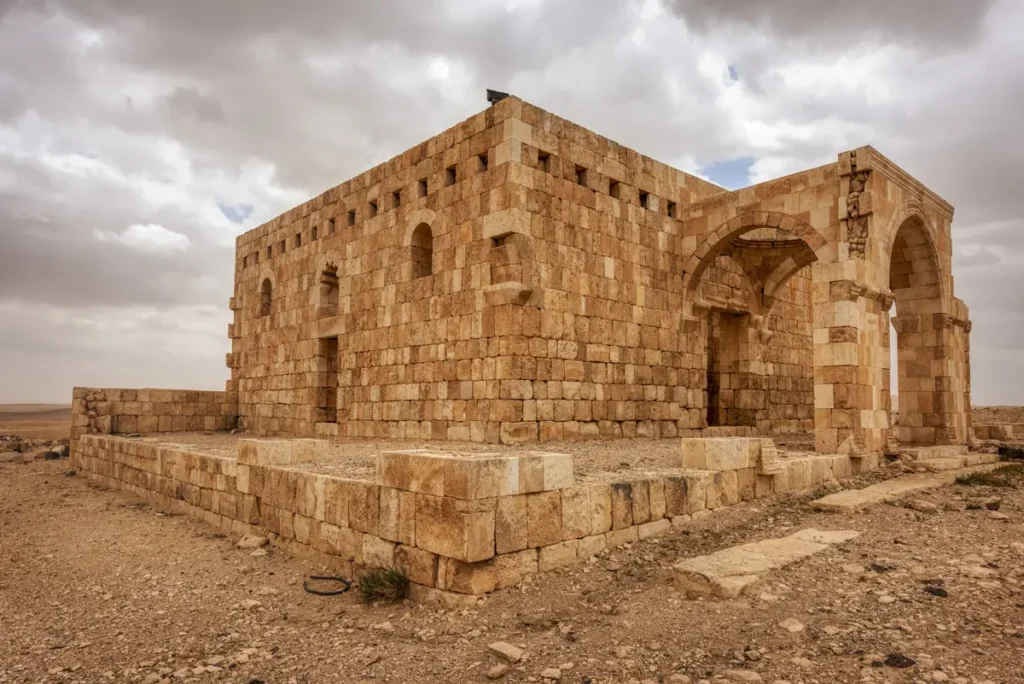 The small limestone mosque beside the palace, Qasr Al-Hallabat, Jordan